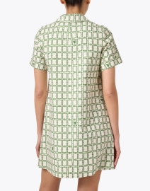 Back image thumbnail - Tara Jarmon - Romarin Green Geometric Print Dress