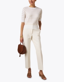 Look image thumbnail - Allude - Beige and Ivory Striped Sweater