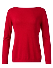 Red Pima Cotton Boatneck Sweater 