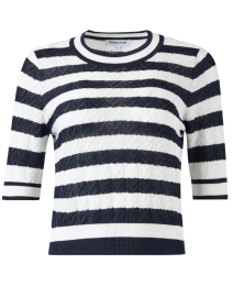 Product image thumbnail - Veronica Beard - Lisbeth White and Navy Striped Sweater