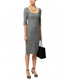 Grey Plaid Sheath Dress