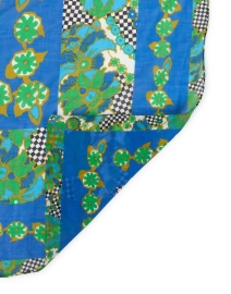 Back image thumbnail - Weekend Max Mara - Pacche Cornflower Blue Multi Print Cotton Scarf