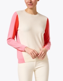 Front image thumbnail - Chinti and Parker - Ivory Colorblock Wool Cashmere Sweater