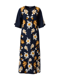 Product image thumbnail - Frances Valentine - Dreamy Navy and Yellow Cotton Linen Kaftan
