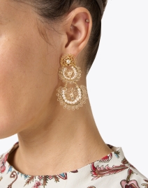Look image thumbnail - Gas Bijoux - Yucatan Gold and Pearl Drop Earrings
