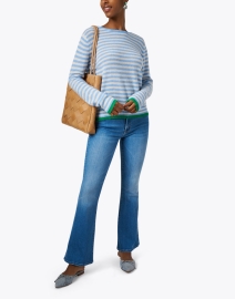 Look image thumbnail - Jumper 1234 - Blue and Green Stripe Cashmere Sweater