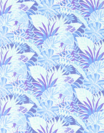 Fabric image thumbnail - Leggiadro - Blue Palm Print Cashmere Blend Scarf