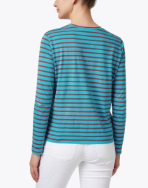 Back image thumbnail - Frances Valentine - Turquoise and Red Striped Top