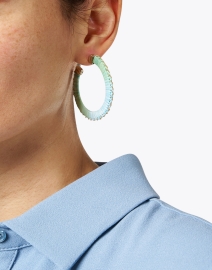 Look image thumbnail - Gas Bijoux - Belo Blue Raffia Hoop Earrings