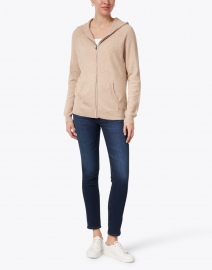 Look image thumbnail - Chinti and Parker - Oatmeal Beige Cashmere Zip Up Hoodie