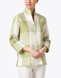 Front image thumbnail - Connie Roberson - Ronette Green Print Linen Jacket