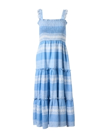 Blue and White Linen Jacquard Dress