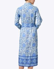 Back image thumbnail - Bella Tu - Blue Floral Cotton Midi Dress
