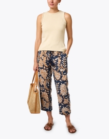 Look image thumbnail - Figue - Noa Navy and Gold Print Cotton Pant