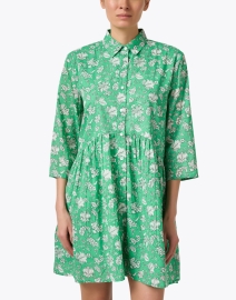 Front image thumbnail - Ro's Garden - Deauville Green Floral Print Shirt Dress