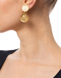 Gold Two Tier Coin Drop Earrings