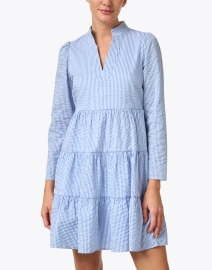 Front image thumbnail - Sail to Sable - Blue and White Seersucker Tunic Dress
