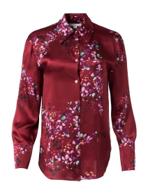 Product image thumbnail - Vince - Burgundy Floral Print Silk Blouse