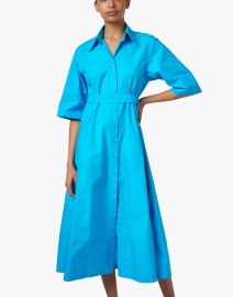 Front image thumbnail - Seventy - Blue Cotton Poplin Shirt Dress