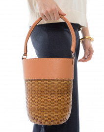 Lucie Pink Woven Natural Wicker Bucket Tote