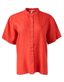 Product image thumbnail - Eileen Fisher - Coral Linen Short Sleeve Shirt