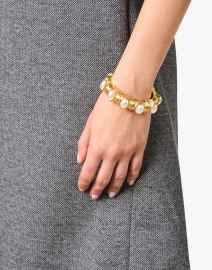 Look image thumbnail - Kenneth Jay Lane - Gold and Pearl Cabochon Bracelet