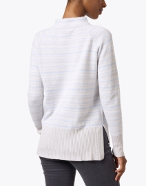Back image thumbnail - Kinross - Blue and Grey Striped Cashmere Sweater