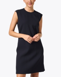 Front image thumbnail - Lafayette 148 New York - Navy Wool Shift Dress