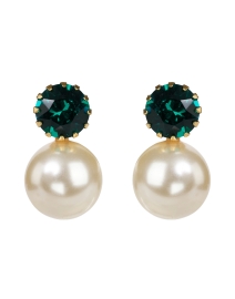Product image thumbnail - Jennifer Behr - Ines Emerald Crystal and Pearl Drop Earrings