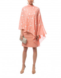 Coral Embroidered Cashmere Poncho