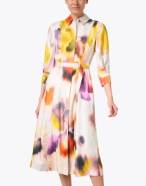 Front image thumbnail - Jason Wu Collection - Multi Printed Silk Shirt Dress