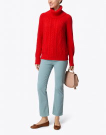 Red Cable Knit Cotton Wool Sweater