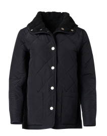 Product image thumbnail - Jane Post - Black Reversible Quilted Teddy Coat