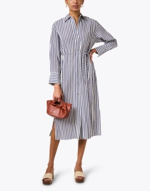 Look image thumbnail - Vince - Blue and White Striped Shirt Dress