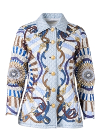 Product image thumbnail - Rani Arabella - Firenze Blue Printed Silk Quilted Jacket