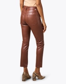 Back image thumbnail - Mother - The Dazzler Brown Faux Leather Pant