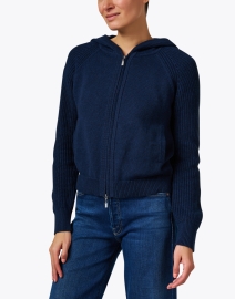 Front image thumbnail - Kinross - Navy Cotton Hoodie Sweater