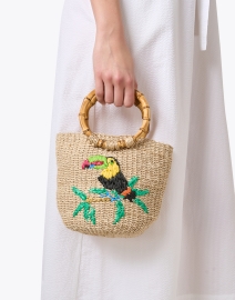 Look image thumbnail - SERPUI - Dakota Straw Embroidered Straw Basket Bag