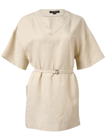 Beige Belted Tunic Top