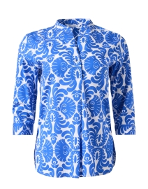Product image thumbnail - Caliban - Blue Cotton Print Shirt