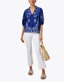 Look image thumbnail - Farm Rio - Blue Embroidered Top 