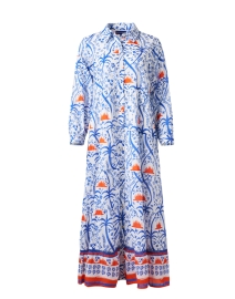 Jinette Blue and Orange Print Maxi Dress