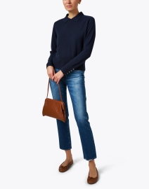 Look image thumbnail - Repeat Cashmere - Navy Cashmere Collared Sweater