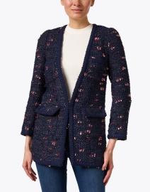 Front image thumbnail - Edward Achour - Navy and Pink Textured Jacket