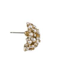 Back image thumbnail - Oscar de la Renta - Pearl and Crystal Button Earrings