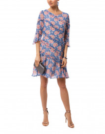 Blue and Pink Floral Printed Dress