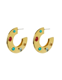Product image thumbnail - Lizzie Fortunato - Saucer Gold Stone Hoop Earrings