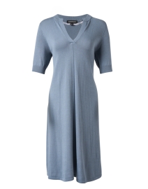 Steel Blue Cotton Blend Knit Dress