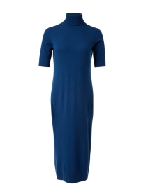 Blue Wool Cashmere Turtleneck Dress