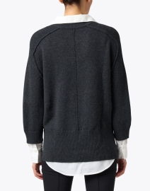 Back image thumbnail - Brochu Walker - Dark Charcoal Sweater with White Underlayer